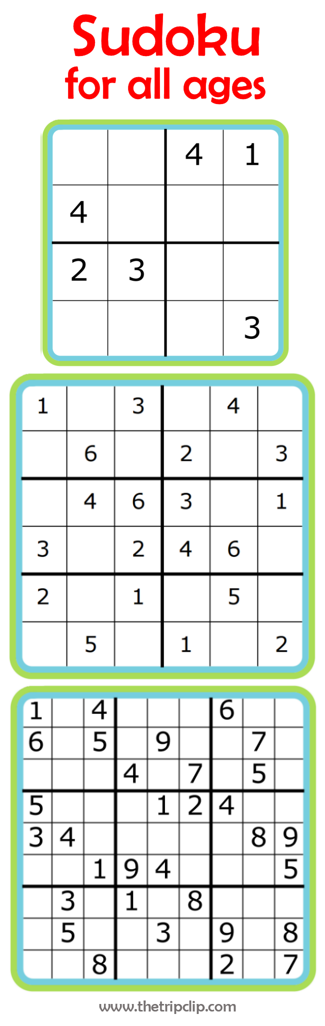 Free Printable Sudoku For Kids 6x6