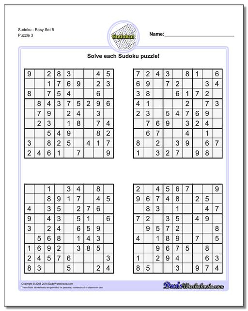 Printable Easy Sudoku Worksheets Worksheets
