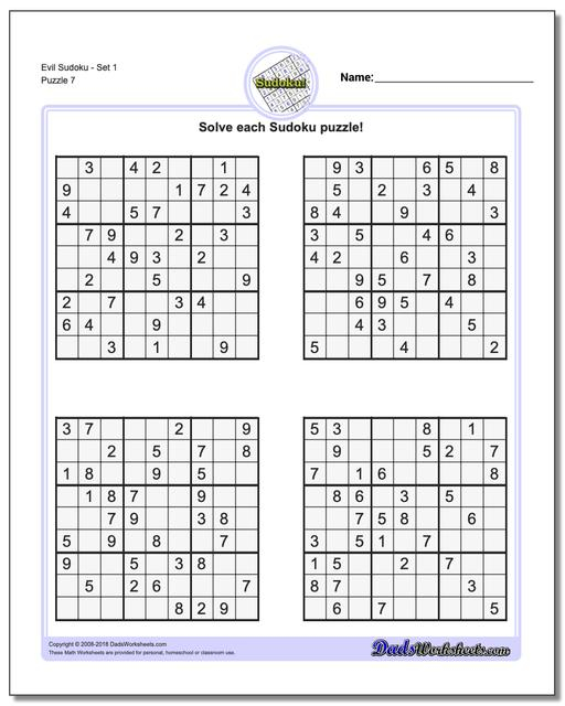 Sudoku Evil Level Printable