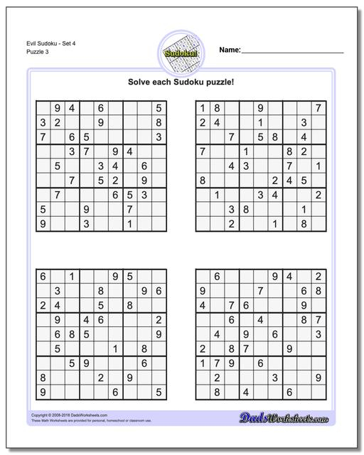 Evil Sudoku Free Printable