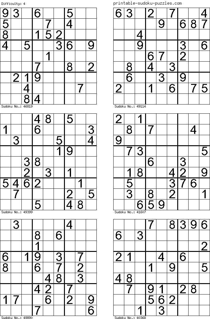 Sudoku 6x6 Medium Printable