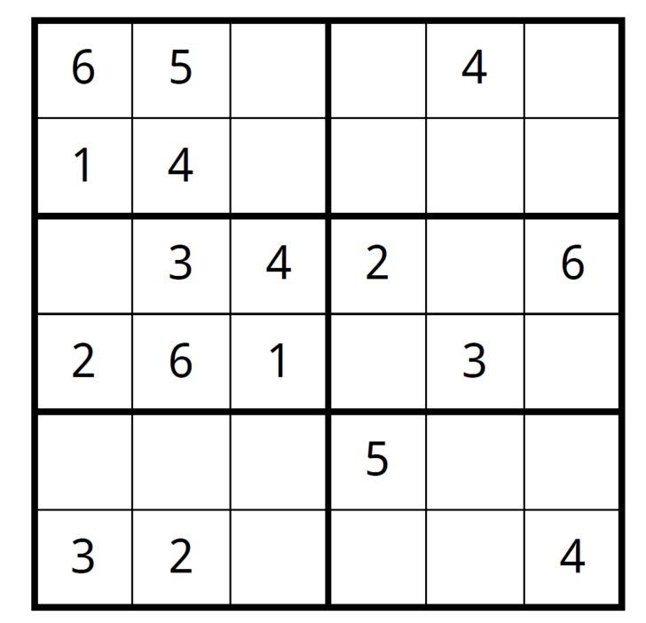 Kids Sudoku Printable 6×6