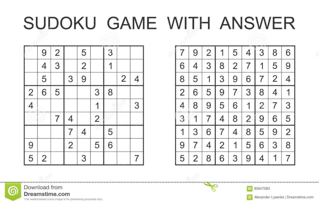 Sudoku Game With Answer Stock Vector Illustration Of