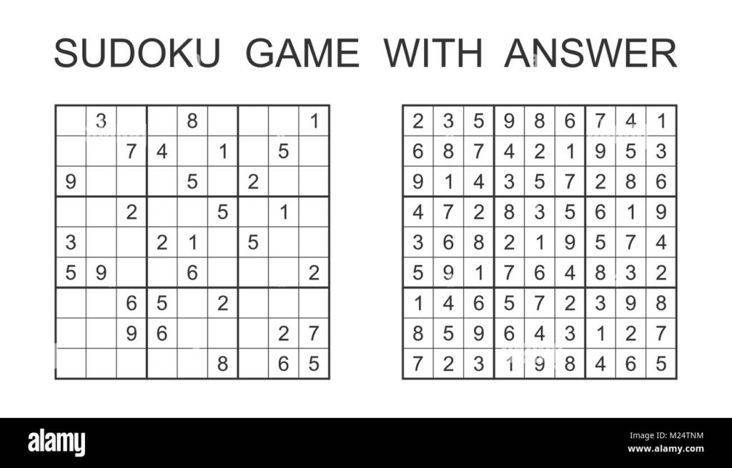 Sudoku Game With Answer Vector Puzzle Game With Numbers