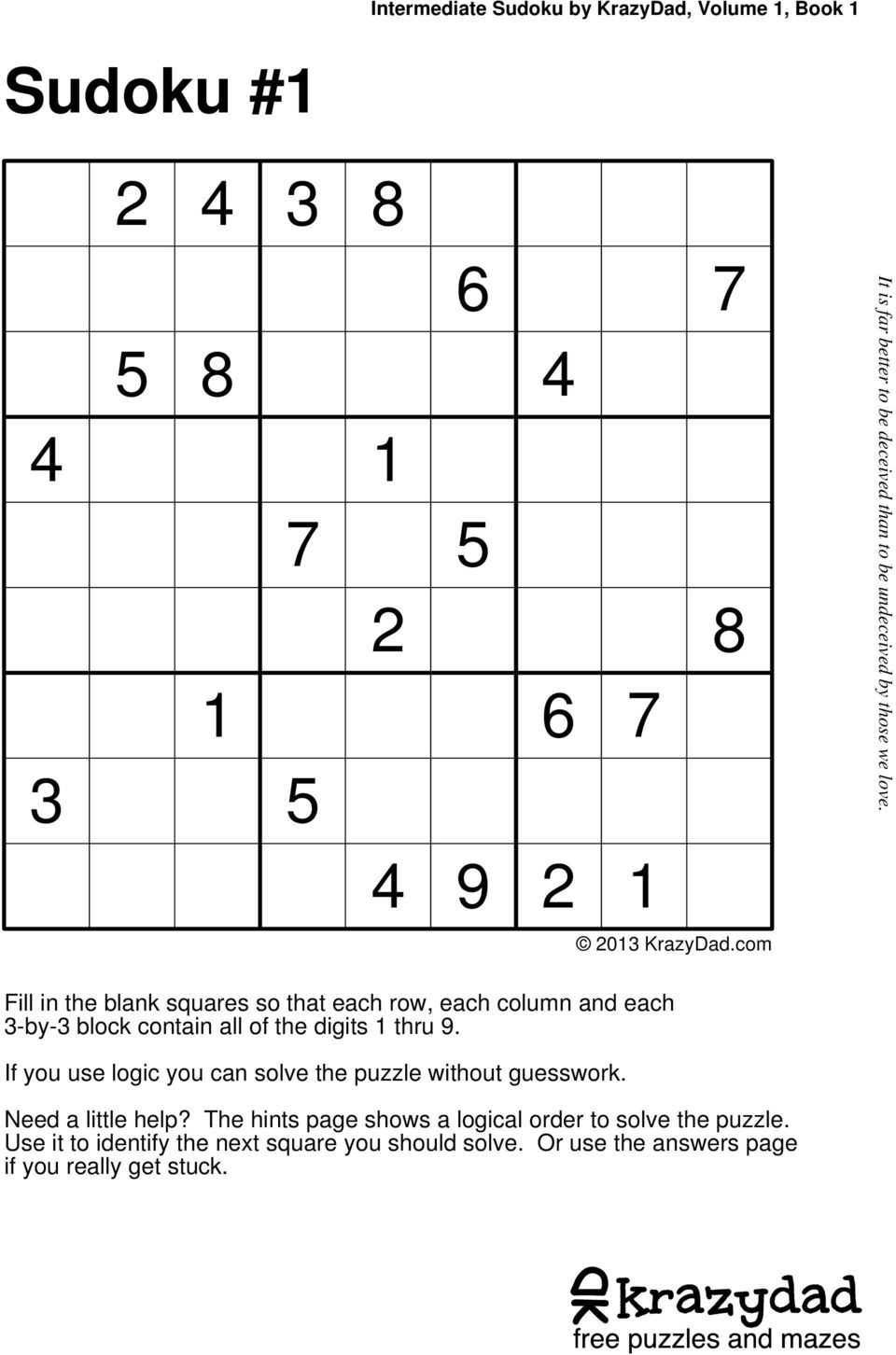 Printable Sudoku Book Free Download