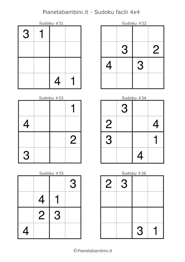 Mini Sudoku 4x4 Printable