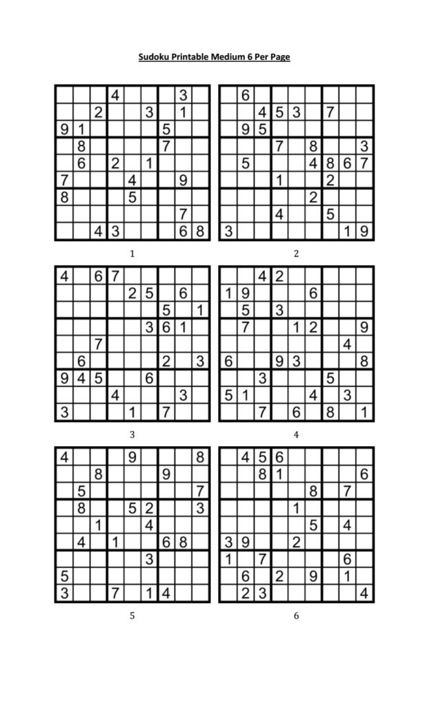 Sudoku Printable Medium 6 Per Page By Aaron Woodyear Issuu