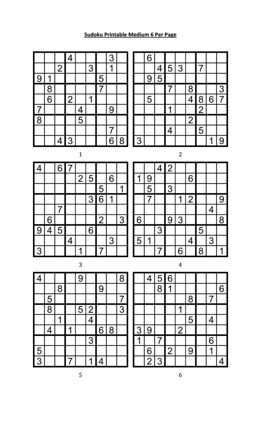 6 Printable Sudoku