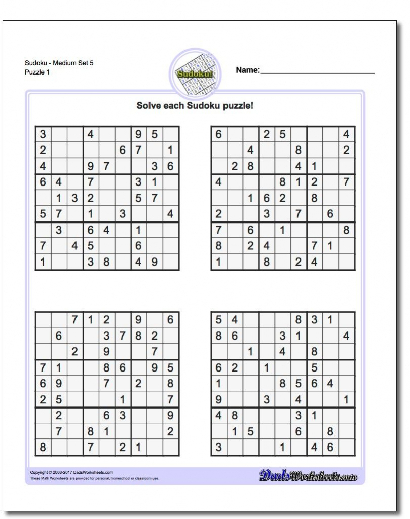 Printable Online Sudoku Puzzles 4 To 6 Per Page