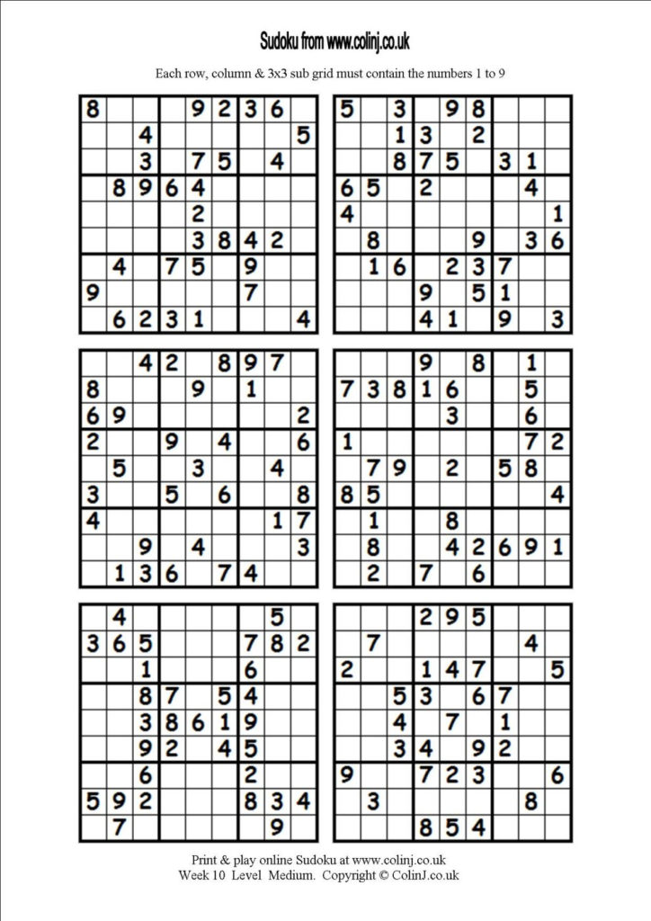 Sudoku Printable Medium 6 Per Pageaaron Woodyear Issuu