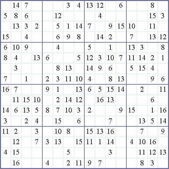 Easy Sudoku 16x16 Printable Krazydad