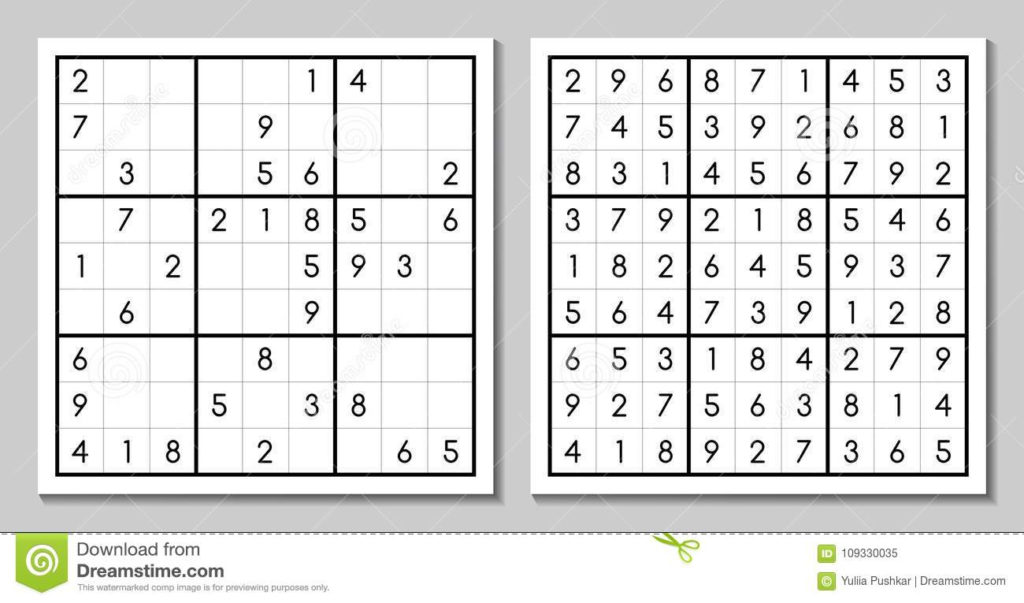 Sudoku With The Answer Vector Game Stock Vector