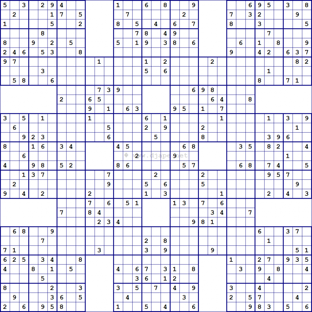 Super Samurai Sudoku 13 Grids Printable Diagonal Sudoku