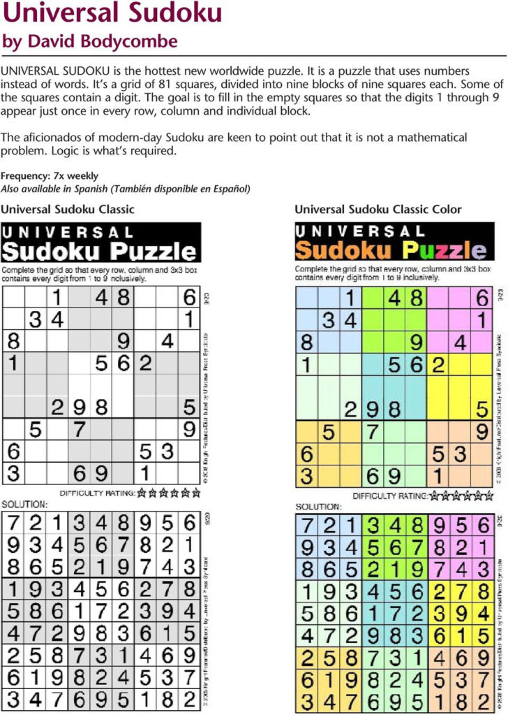 The Mepham Group Sudoku Daily Puzzles Printable