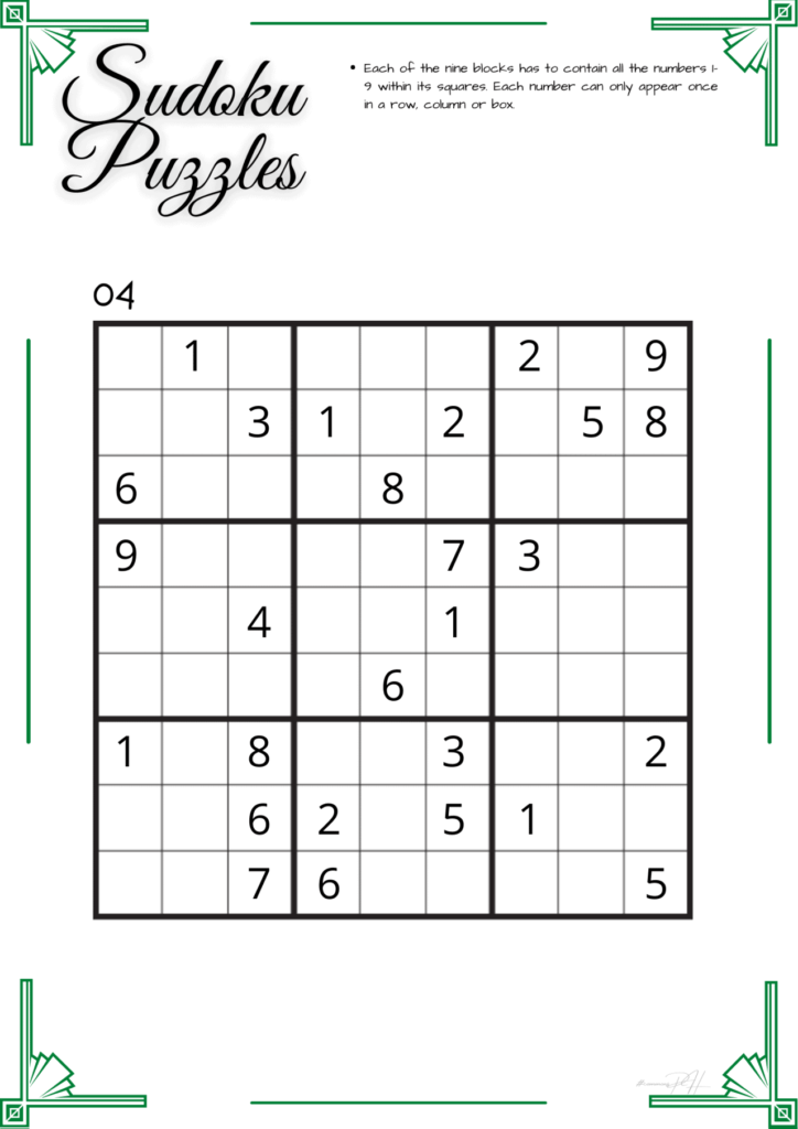 Train Your Brain Easy To Medium Sudoku Puzzles
