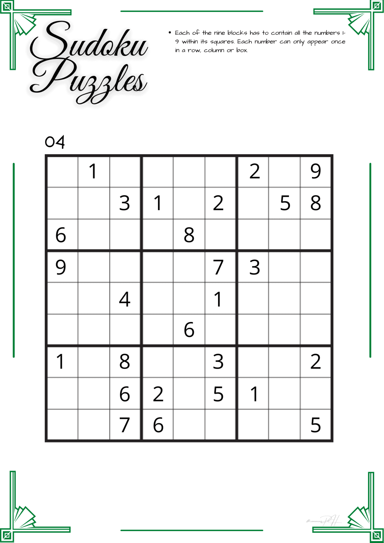 Sudoku Printable Puzzles Science