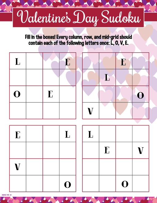 Valentines Sudoku Printable