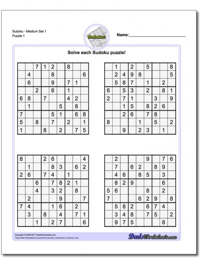 Sudoku Printable Puzzles Pdf