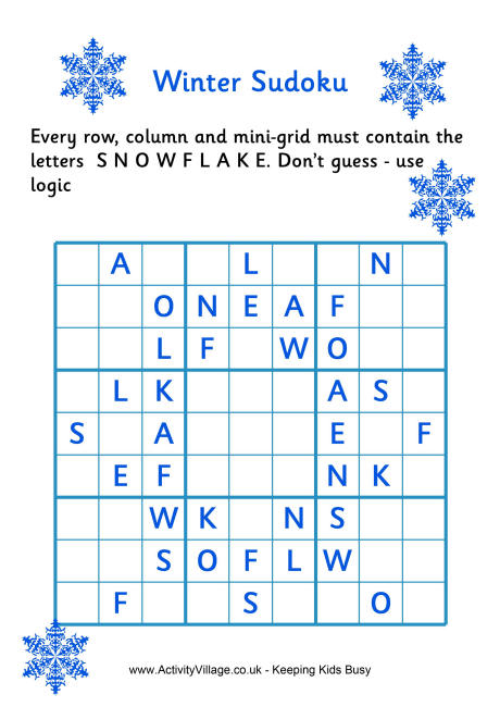 Winter Sudoku Printable